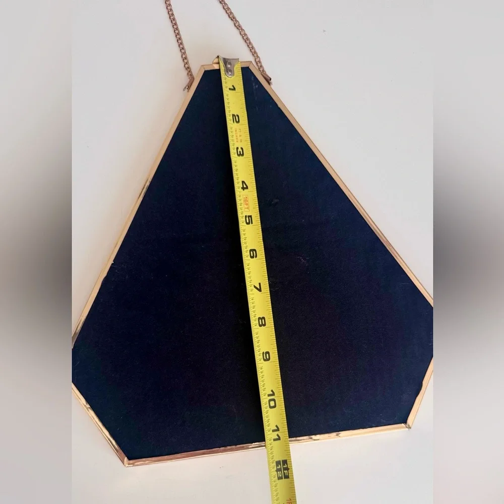 12” Vintage Gold Triangular Wall Mirror Contemporary Minimalist